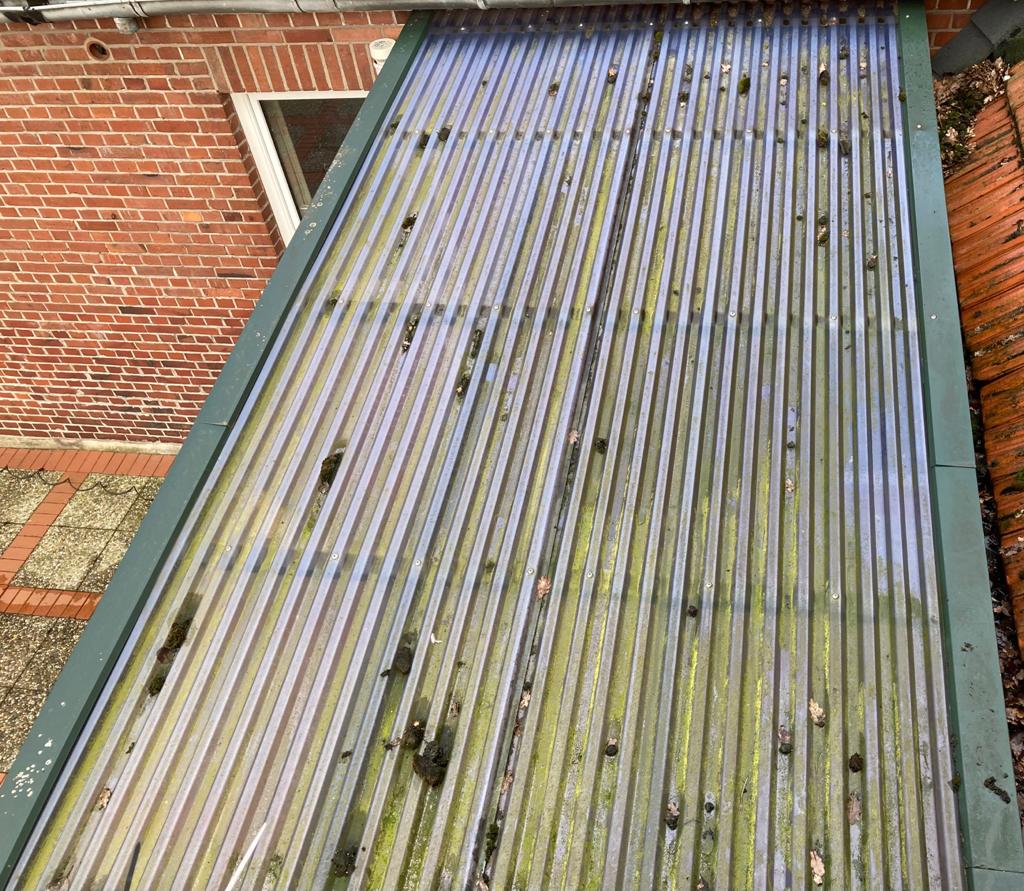 Terrassendach vor der Reinigung